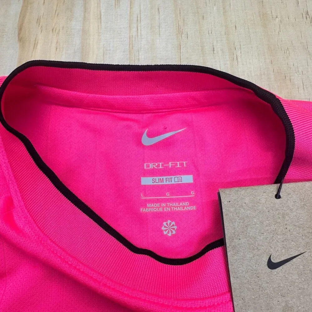 NEW Nike Dri-FIT Soccer Referee Jersey Shirt SLIM Fit Hyper Pink LG DH8027-645 - Picture 7 of 14